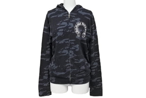 極美品 CHROME HEARTS クロムハーツ パーカー サイズXS ホースシュー CHプラス カモフラ柄 ダガージップ シルバー925 中古 66790
