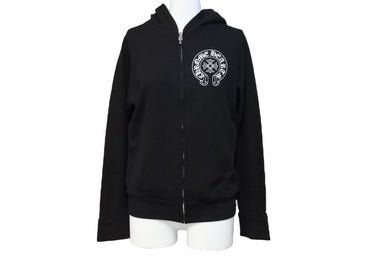 極美品 CHROME HEARTS クロムハーツ ジップアップパーカー MATTY BOY CHOMPER サイズXS マティボーイ ホースシュー ブラック 中古 66791