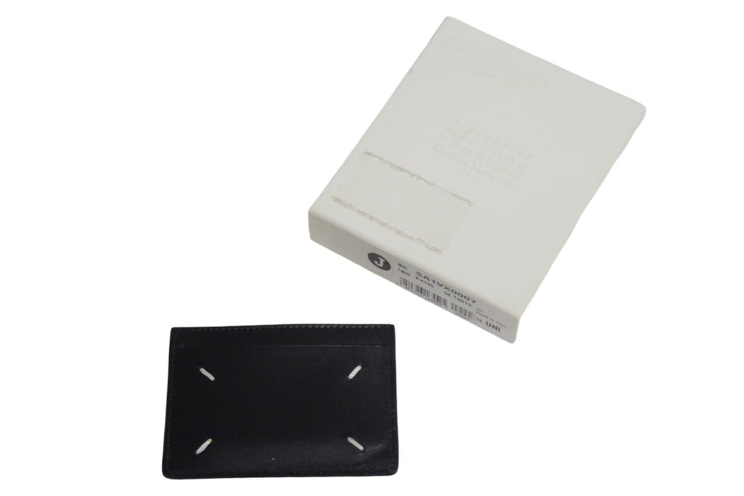Maison Margiela メゾンマルジェラ カードケース SA1VX0007 ステッチレザー ブラック 美品 中古 66795