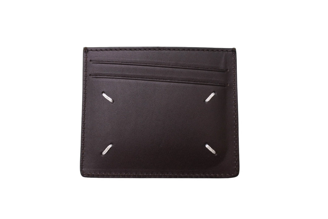 極美品 Maison Margiela メゾンマルジェラ カードケース S35UI0432P2686 ステッチレザー ブラウン 中古 66796