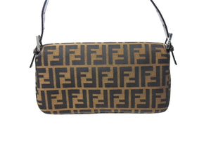 極美品 FENDI フェンディ マンマバケット ハンドバッグ ズッカ柄 ズッカ ブラウン シルバー金具 中古 66798
