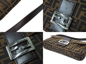 極美品 FENDI フェンディ マンマバケット ハンドバッグ ズッカ柄 ズッカ ブラウン シルバー金具 中古 66798
