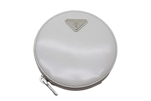 PRADA プラダ テント パレザー チェーンショルダーバッグ ポシェット INR003 ホワイト エナメル シルバー金具 中古美品 66799 