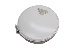 PRADA プラダ テント パレザー チェーンショルダーバッグ ポシェット INR003 ホワイト エナメル シルバー金具 中古美品 66799 