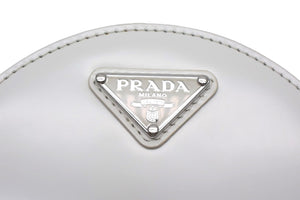 PRADA プラダ テント パレザー チェーンショルダーバッグ ポシェット INR003 ホワイト エナメル シルバー金具 中古美品 66799 
