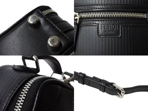 極美品 FENDI フェンディ ショルダーバッグ ポシェット 7VA542 2WAY レザー シルバー金具 ブラック 中古 66801 