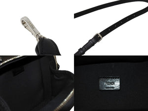 極美品 FENDI フェンディ ショルダーバッグ ポシェット 7VA542 2WAY レザー シルバー金具 ブラック 中古 66801 