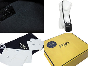 極美品 FENDI フェンディ ショルダーバッグ ポシェット 7VA542 2WAY レザー シルバー金具 ブラック 中古 66801 