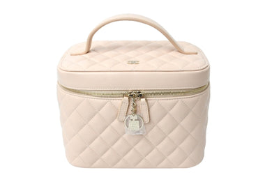 新品同様 CHANEL シャネル ココマーク バニティバッグ ハンドバッグ キルティング 31番台 レザー ベージュ ゴールド金具 中古 66804