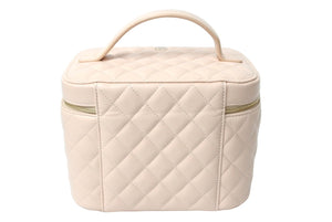 新品同様 CHANEL シャネル ココマーク バニティバッグ ハンドバッグ キルティング 31番台 レザー ベージュ ゴールド金具 中古 66804