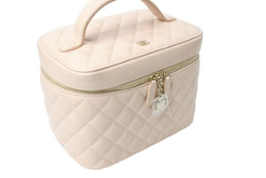 新品同様 CHANEL シャネル ココマーク バニティバッグ ハンドバッグ キルティング 31番台 レザー ベージュ ゴールド金具 中古 66804