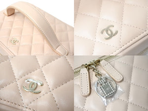 新品同様 CHANEL シャネル ココマーク バニティバッグ ハンドバッグ キルティング 31番台 レザー ベージュ ゴールド金具 中古 66804