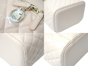 新品同様 CHANEL シャネル ココマーク バニティバッグ ハンドバッグ キルティング 31番台 レザー ベージュ ゴールド金具 中古 66804