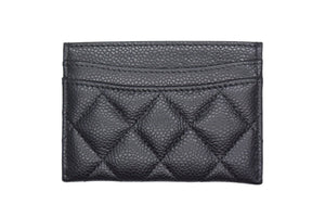 新品同様 CHANEL シャネル カードケース ココマーク キャビアスキン シリアルランダム ブラック ゴールド金具 中古 66809