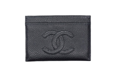 極美品 CHANEL シャネル ココマーク ロゴ カードケース 5番台 キャビアスキン ブラック 中古 66819