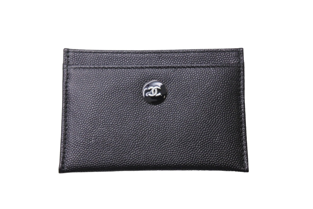 極美品 CHANEL シャネル カードケース 22番台 ココマーク キャビアスキン ブラック 名刺入れ パスケース イタリア製 中古 66822