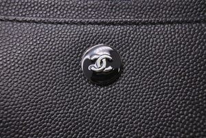 極美品 CHANEL シャネル カードケース 22番台 ココマーク キャビアスキン ブラック 名刺入れ パスケース イタリア製 中古 66822
