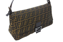 画像をギャラリービューアに読み込む, FENDI フェンディ マンマバケット 40cm ワンショルダーバッグ ブラウン ブラック キャンバス ガンメタル金具 美品 中古 66823 
