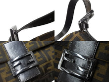 画像をギャラリービューアに読み込む, FENDI フェンディ マンマバケット 40cm ワンショルダーバッグ ブラウン ブラック キャンバス ガンメタル金具 美品 中古 66823 