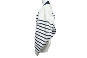 Sacai サカイ カーディガン ホワイト ネイビー ポリエステル 23-06490 サイズ2 美品 中古 66845 