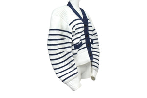 Sacai サカイ カーディガン ホワイト ネイビー ポリエステル 23-06490 サイズ2 美品 中古 66845 