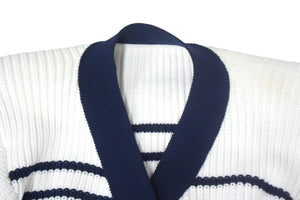 Sacai サカイ カーディガン ホワイト ネイビー ポリエステル 23-06490 サイズ2 美品 中古 66845 