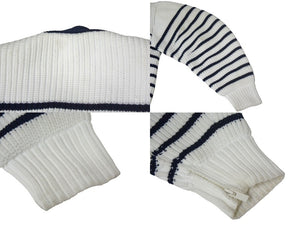 Sacai サカイ カーディガン ホワイト ネイビー ポリエステル 23-06490 サイズ2 美品 中古 66845 
