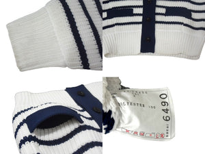 Sacai サカイ カーディガン ホワイト ネイビー ポリエステル 23-06490 サイズ2 美品 中古 66845 