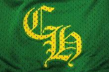 Load image into Gallery viewer, 新品未使用 ChromeHearts クロムハーツ SHORTUVARSITY CHプリントメッシュハーフパンツ グリーン イエロー サイズM 66856