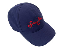 Load image into Gallery viewer, Sean John ショーンジョン スナップバックキャップ ワンサイズ ロゴ刺繍 レッド ネイビー ウール アクリル 美品 中古 66859