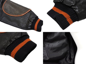 pellepelle ペレペレ スタジャン サイズ38 ヴィンテージ オールレザー ベースボール チャンピオン ブラック オレンジ 美品 中古 66865