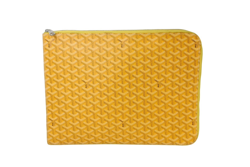 GOYARD Sorbonne clutch bag/second bag/pouch in yellow PVC and leather with a herringbone pattern. Excellent condition. Pre-owned. Item number 66867 