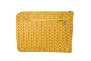 GOYARD Sorbonne clutch bag/second bag/pouch in yellow PVC and leather with a herringbone pattern. Excellent condition. Pre-owned. Item number 66867 