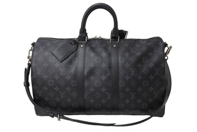 新品同様 LOUIS VUITTON ルイヴィトン エクリプス キーポル バンドリエール45 ボストンバッグ M40569 シルバー金具 ブラック 中古 66871