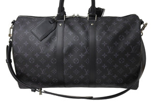 新品同様 LOUIS VUITTON ルイヴィトン エクリプス キーポル バンドリエール45 ボストンバッグ M40569 シルバー金具 ブラック 中古 66871
