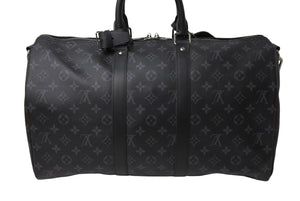 新品同様 LOUIS VUITTON ルイヴィトン エクリプス キーポル バンドリエール45 ボストンバッグ M40569 シルバー金具 ブラック 中古 66871