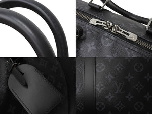 新品同様 LOUIS VUITTON ルイヴィトン エクリプス キーポル バンドリエール45 ボストンバッグ M40569 シルバー金具 ブラック 中古 66871