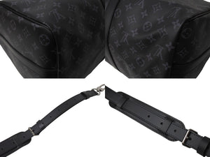 新品同様 LOUIS VUITTON ルイヴィトン エクリプス キーポル バンドリエール45 ボストンバッグ M40569 シルバー金具 ブラック 中古 66871