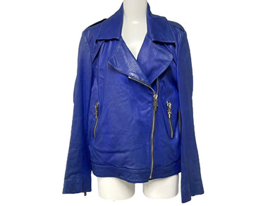 CHROME HEARTS クロムハーツ ダブルライダースジャケット ブルー メンズ 旧型 羊革 サイズS 中古 66875