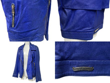 Load image into Gallery viewer, CHROME HEARTS クロムハーツ ダブルライダースジャケット ブルー メンズ 旧型 羊革 サイズS 中古 66875