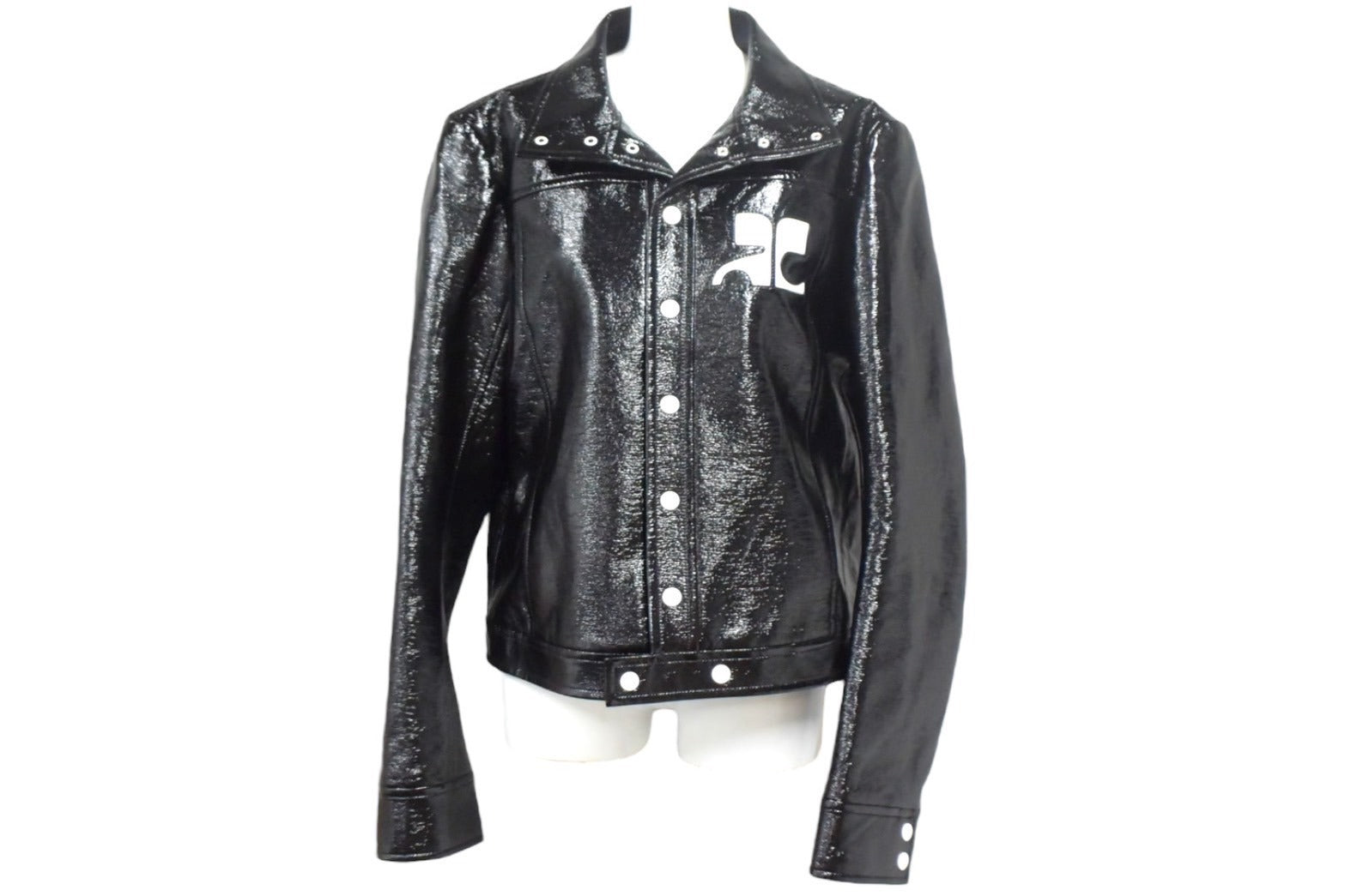Courrèges ブラックジャケット シャイニービニールジャケット