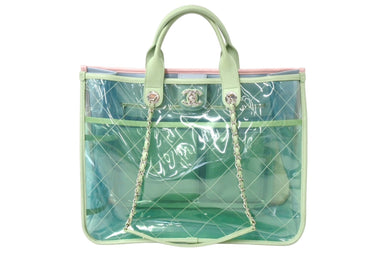 CHANEL シャネル ハンドバック ビニール ココマーク マルチカラー シルバー金具 25番台 美品 中古 66885