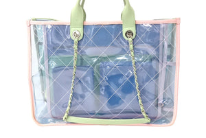CHANEL シャネル ハンドバック ビニール ココマーク マルチカラー シルバー金具 25番台 美品 中古 66885