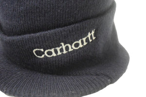 Carhartt カーハート ビンテージ 90s USA製 ツバ付 ニットキャップ ネイビー アクリル 美品 中古 66887