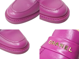 CHANEL シャネル × ファレルウィリアムス 19SS ミュール ローファー サンダル レザー G34846 パープル サイズ37 美品 中古 66921