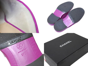 CHANEL シャネル × ファレルウィリアムス 19SS ミュール ローファー サンダル レザー G34846 パープル サイズ37 美品 中古 66921