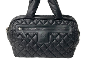 CHANEL シャネル ハンドバッグ コココクーン ココマーク 16番台 ブラック ナイロン シルバー金具 美品 中古 66935