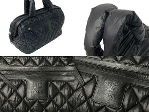 CHANEL シャネル ハンドバッグ コココクーン ココマーク 16番台 ブラック ナイロン シルバー金具 美品 中古 66935