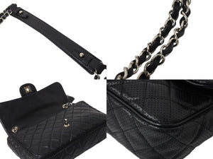CHANEL シャネル マトラッセ ショルダーバッグ パンチング ココマーク 19番台 レザー ブラック シルバー金具 美品 中古 66939