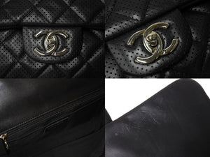 CHANEL シャネル マトラッセ ショルダーバッグ パンチング ココマーク 19番台 レザー ブラック シルバー金具 美品 中古 66939